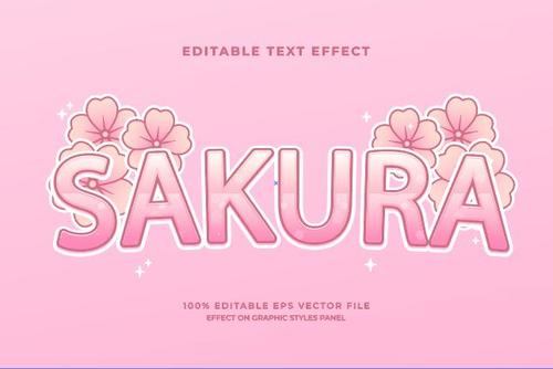 Sakura text effect vector