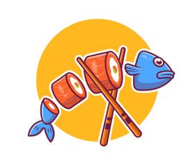 Salmon fish sushi with chopstick vector