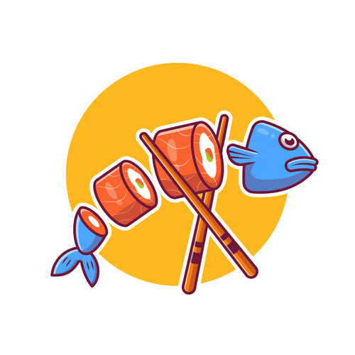 Salmon fish sushi with chopstick vector
