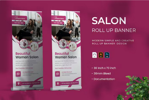 Salon roll up banner vector