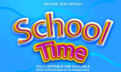 School time emboss editable text effect vector