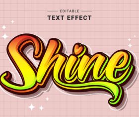 Shine 3d editable text style vector