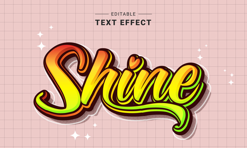 Shine 3d editable text style vector