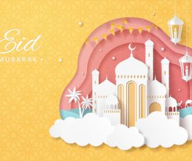 Silhouette Islamic festival exquisite greeting card vector