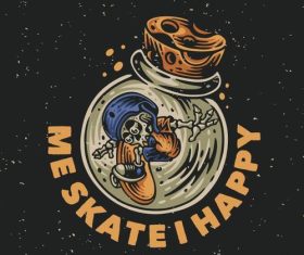 Skate I m happy vector