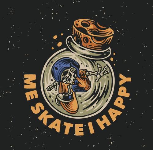 Skate I m happy vector