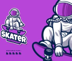Skater astronaut cartoon vector