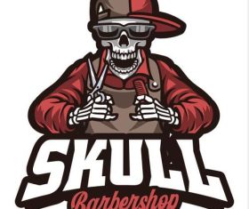 Skull barbershop cartoon vector