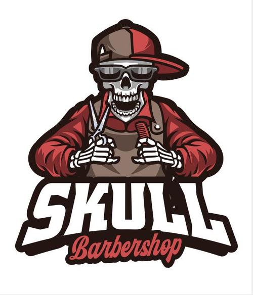 Skull barbershop cartoon vector