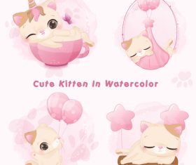 Sleep and play cute kitten vector