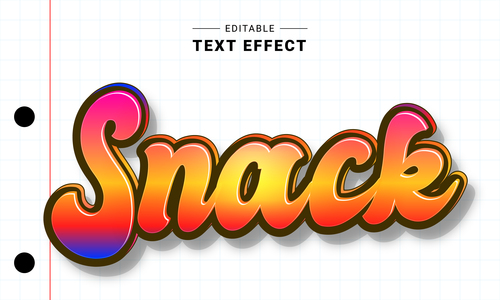 Snack 3d editable text style vector