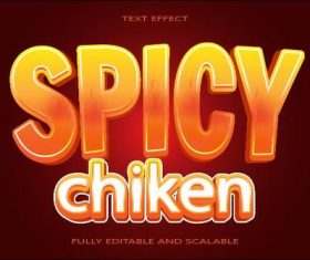 Spicy chiken emboss editable text effect vector