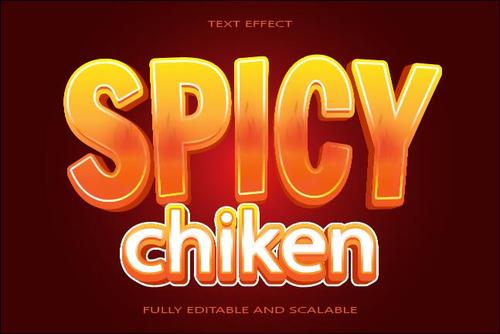 Spicy chiken emboss editable text effect vector
