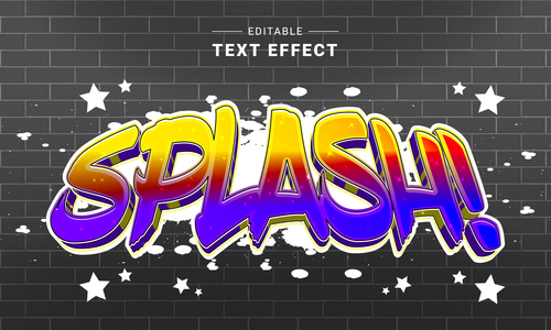 Splash editable text effect vector