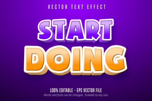 Start doing editable text effect cartoon font vector
