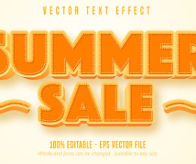 Summer sale text effect font style vector