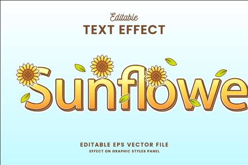Sunflower text effect vector