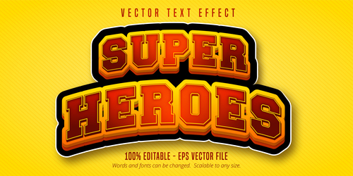 Super heroes editable text effect font vector