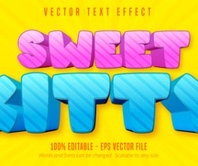 Sweet kitty editable text effect font style vector