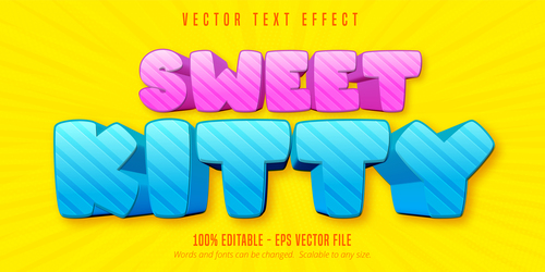 Sweet kitty editable text effect font style vector