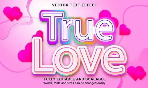 True love emboss editable text effect vector