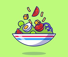 Vegetable salad with egg boiled in bowl vector