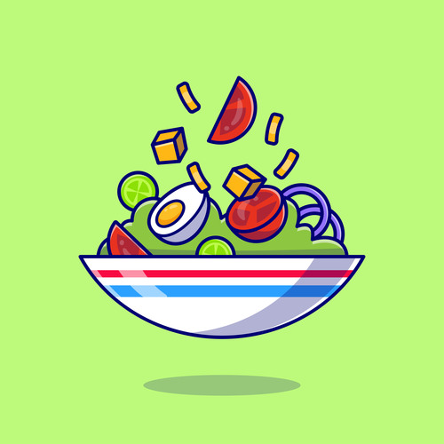 Vegetable salad with egg boiled in bowl vector