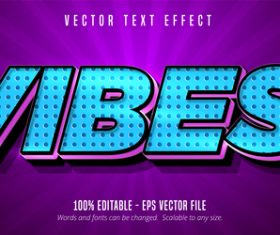 Vibes editable text effect cartoon font vector