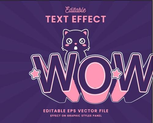 WOW text effect vector