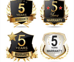 Warranty guaranteed gold and black labels vector