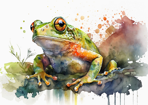 Watercolor illustrations frogs vector
