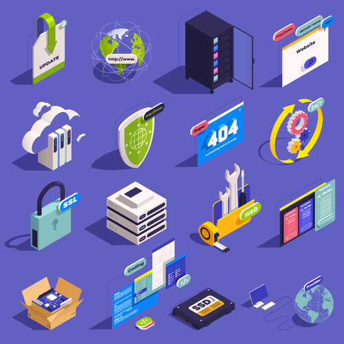 Web hosting icons vector