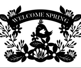 Welcome spring papercut vector