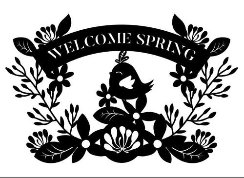 Welcome spring papercut vector