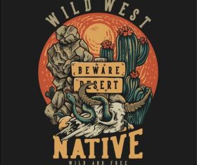 Wild west native wild and free vector