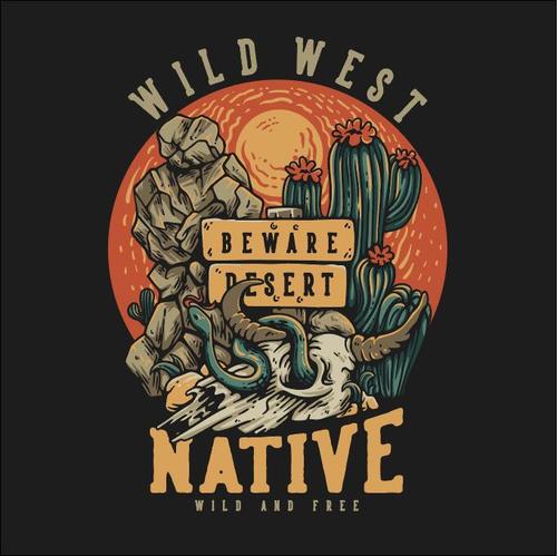 Wild west native wild and free vector