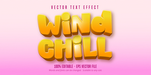 Wind chill editable text effect font vecto
