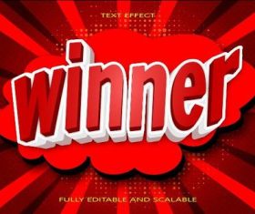 Winner emboss editable text effect vector