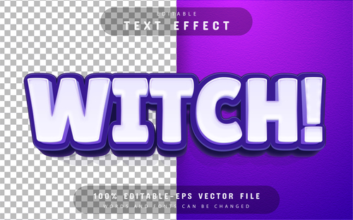 Witch cartoon style text effect vector