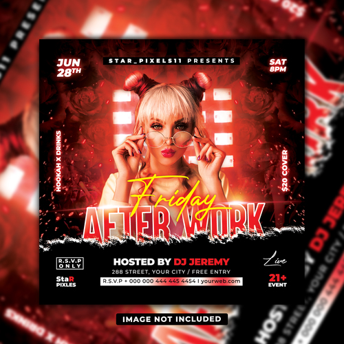 Work friday night club party flyer vector