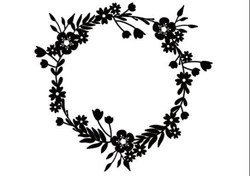 Wreath flowers papercut vector