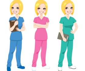 3 smiling nurse vectors