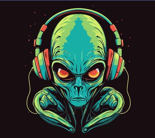 Alien music lover vintage vector