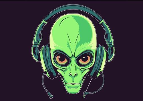 Aliens wearing headphones vector