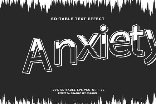 Anxiety text effect vector