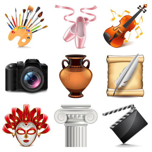 Art icons realistic vector