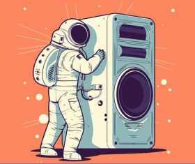 Astronaut music lover vintage vector