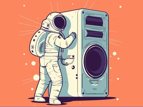 Astronaut music lover vintage vector