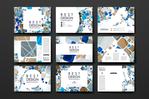 Bicolor squares cover design vector brochure