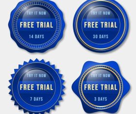 Blue gradient free trial labels vector